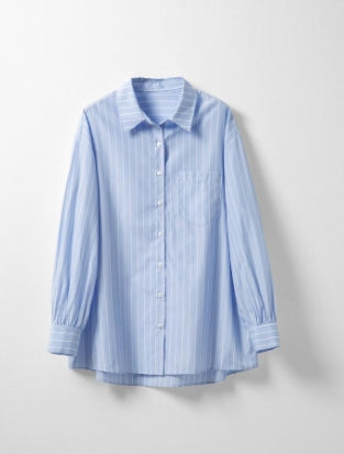 MEDUSE•BL1211 Summer new e-home port masterpiece! Lovely boxy striped blouse 