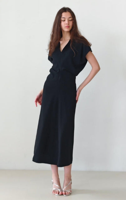 MEDUSA•OP251 The*ry Acetic Acid Fabric 2024 New Round Neck Short Sleeve One-Piece Dress 